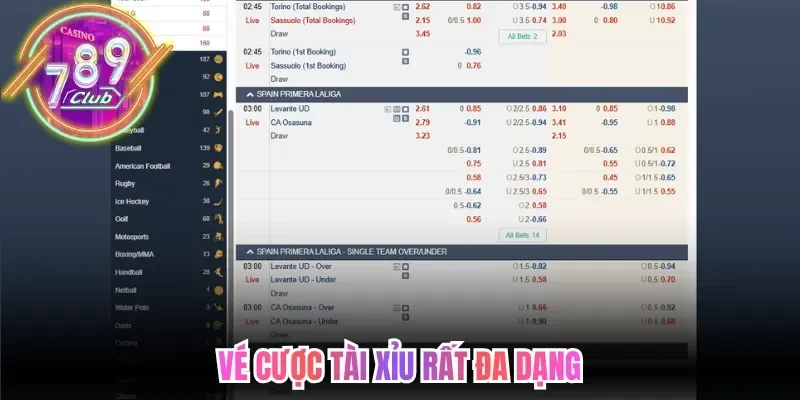 Cách Tính Kèo Bóng Đá Và Bí Quyết Làm Chủ Bảng Tỷ Lệ 3 789club Vé cược tài xỉu rất đa dạng